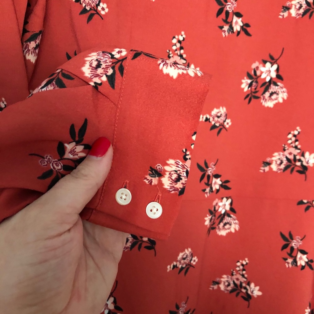 LOFT floral long sleeve flare dress - Picture 7 of 12